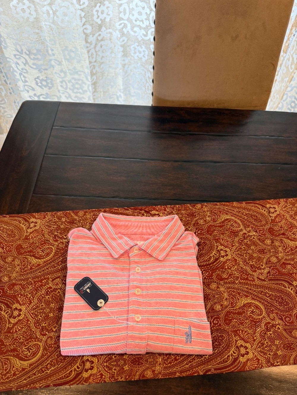 Johnnie-O Men's Medium Matthis Petal Performance Jersey Polo MSRP $89